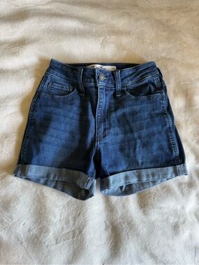 Hollister Dark Blue Rolled-Hem Denim Shorts